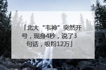 北大“韦神”突然开号，现身4秒，说了3句话，吸粉12万